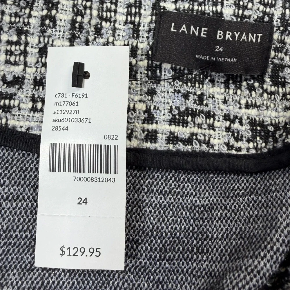 Lane Bryant Moto Jacket Women 24 Black White Tweed Sequin Biker Blazer NWT